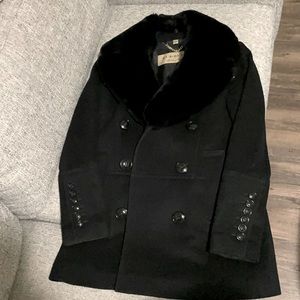 Burberry peacoat with detachable rabbit fur trim